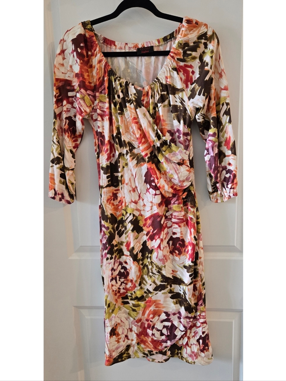 Escada Neiman Marcus Silk Floral print Dress Sz S Classic